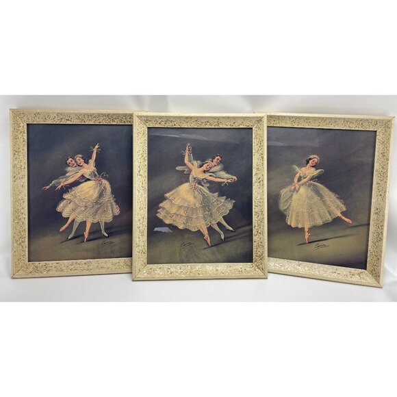 Vintage Carina ballerina print, framed ballet dancers, 50s lithography - Picture 3 of 10